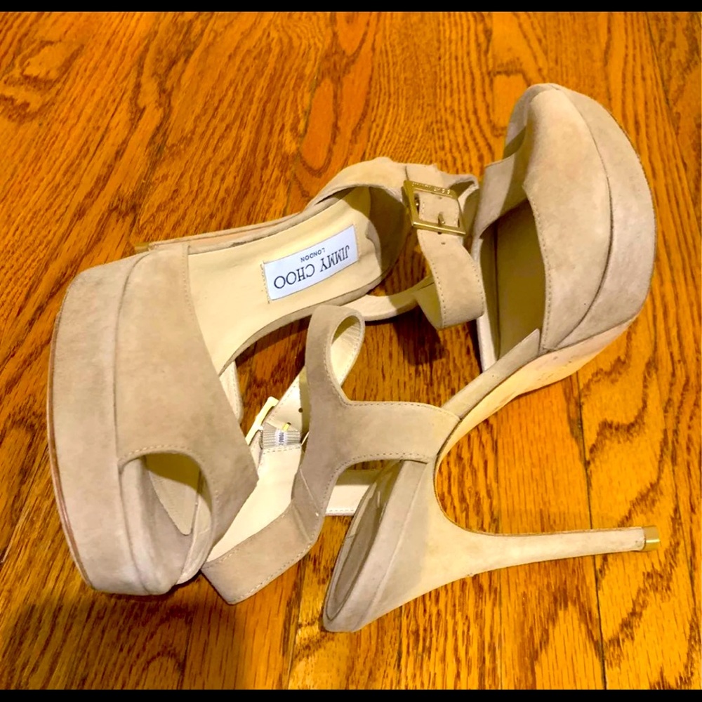 Jimmy Choo Tan Suede Linda Style Pump Shoe Size 42 12 Excellent